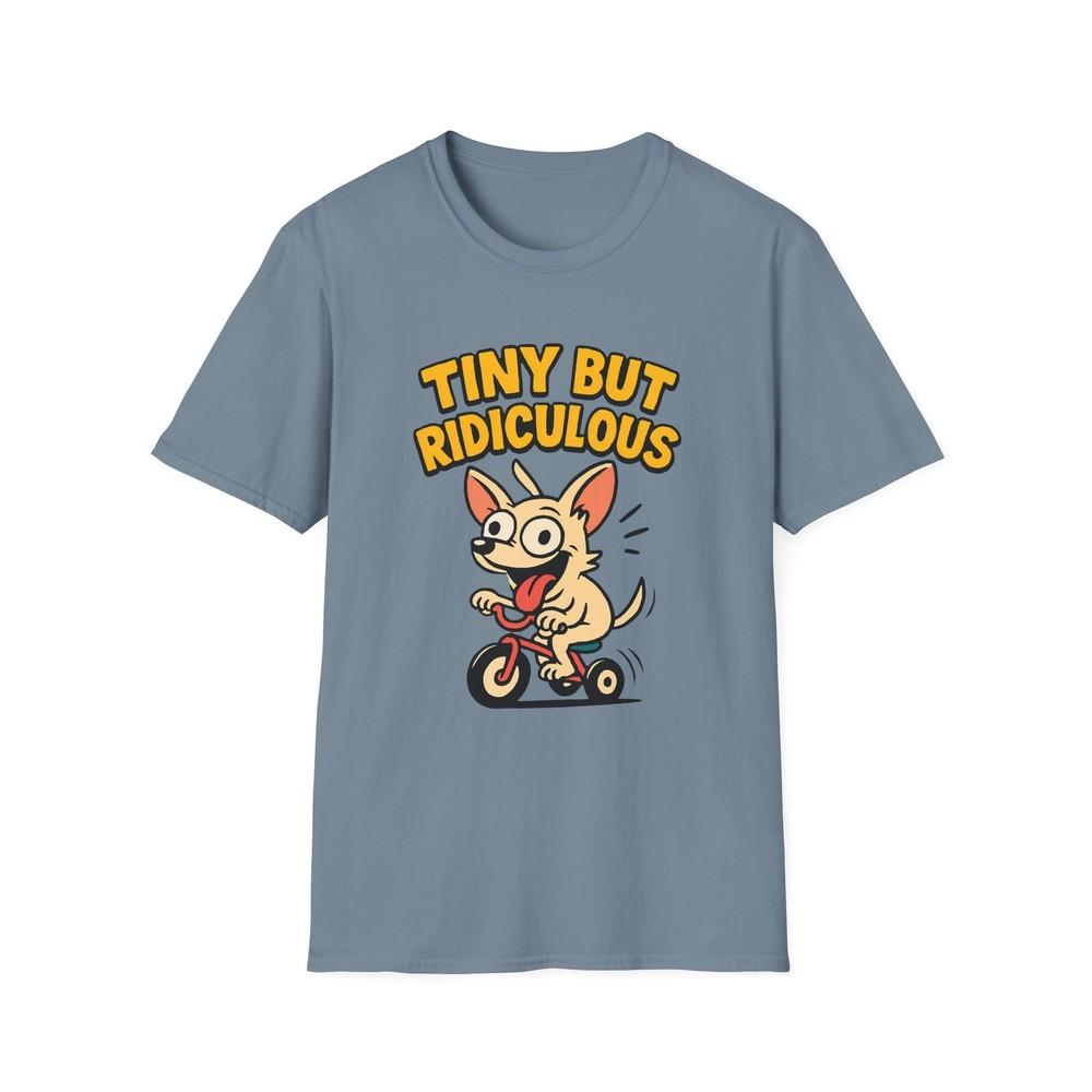 

Unisex Softstyle T-Shirt Funny Chihuahua Tiny Tricycle Cartoon Humor Tee 3XL
