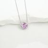 S925 Sterling Silver Diana-Style Pink Sapphire Halo Necklace - Elegant Anniversary Gift for Women