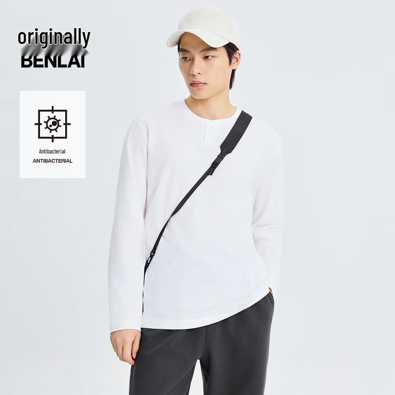BENLAI Men's Anti-Bacterial Brushed Cotton Long Sleeve T-Shirt