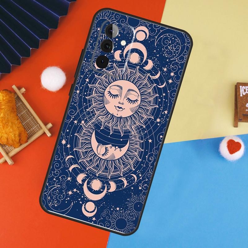 Sun Moon Face Case For Samsung Galaxy A16 A26 A36 A56 A17 A55 A35 A15 A52 A32 A12 A53 A33 A13 A14 A34 A54