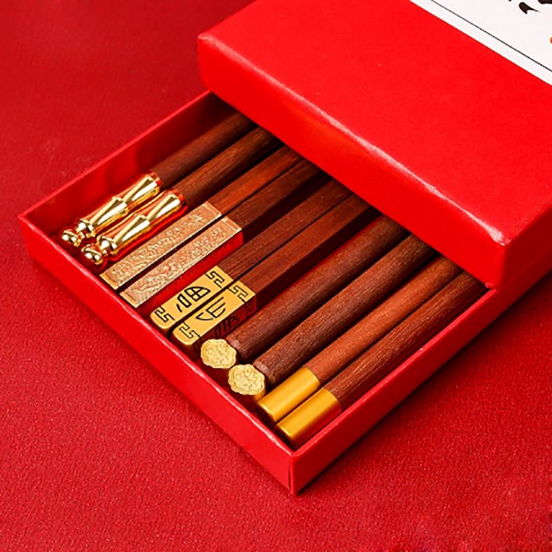 Zipooya Rotes Sandelholz Quadratisches Essstäbchen-Set