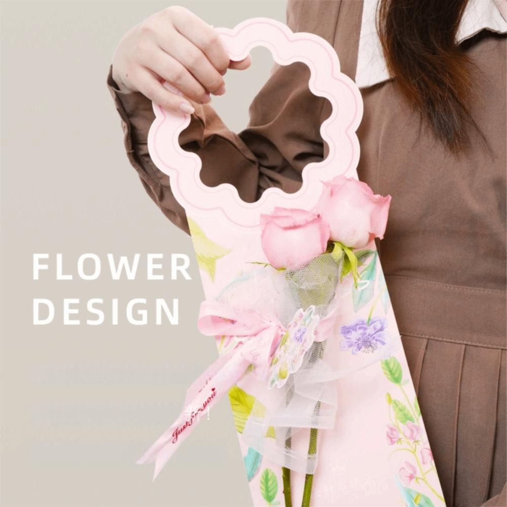 5pcs Carnation Bouquet Packaging Box Handheld Flower Arrangement Box Flower Tote Bag  Birthday Gift