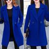 Dames Winterjas Koreaanse Stijl Herfst Grote Maten Warm Dubbele Knopen Dikke Kraag Lange Mouwen Effen Kleur Damesjas
