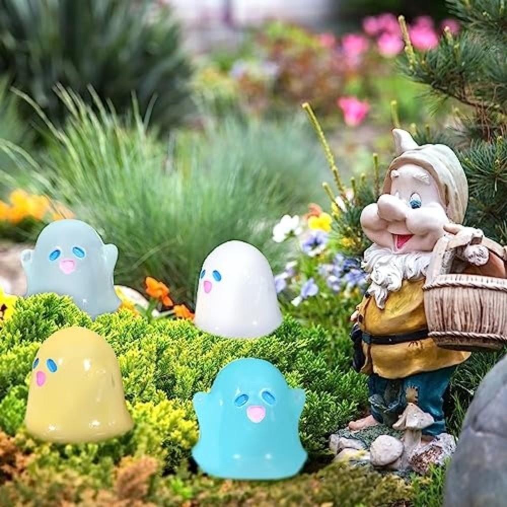 12PCS Micro Landscape Resin Ghost Figurines Glow Creative Mini Halloween Ghost Figurine Cute Miniature Ghost Statue Gift Toy