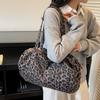 Leopard Print Canvas Shoulder Bag Fashion Large Capacity Tote Bag Woman Handbag for Daily Commute High Quality Bag CLE