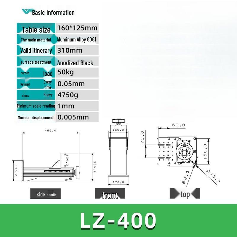 Rongyu LZ-400 Z-Axis Scissor Manual Adjustable Platform