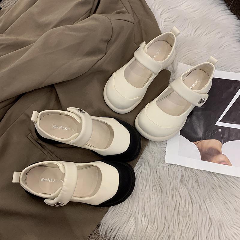 Spring shallow mouth soft sole student Velcro small fragrant wind single shoes women's shoes factory wholesale French Mary Jane shoes children