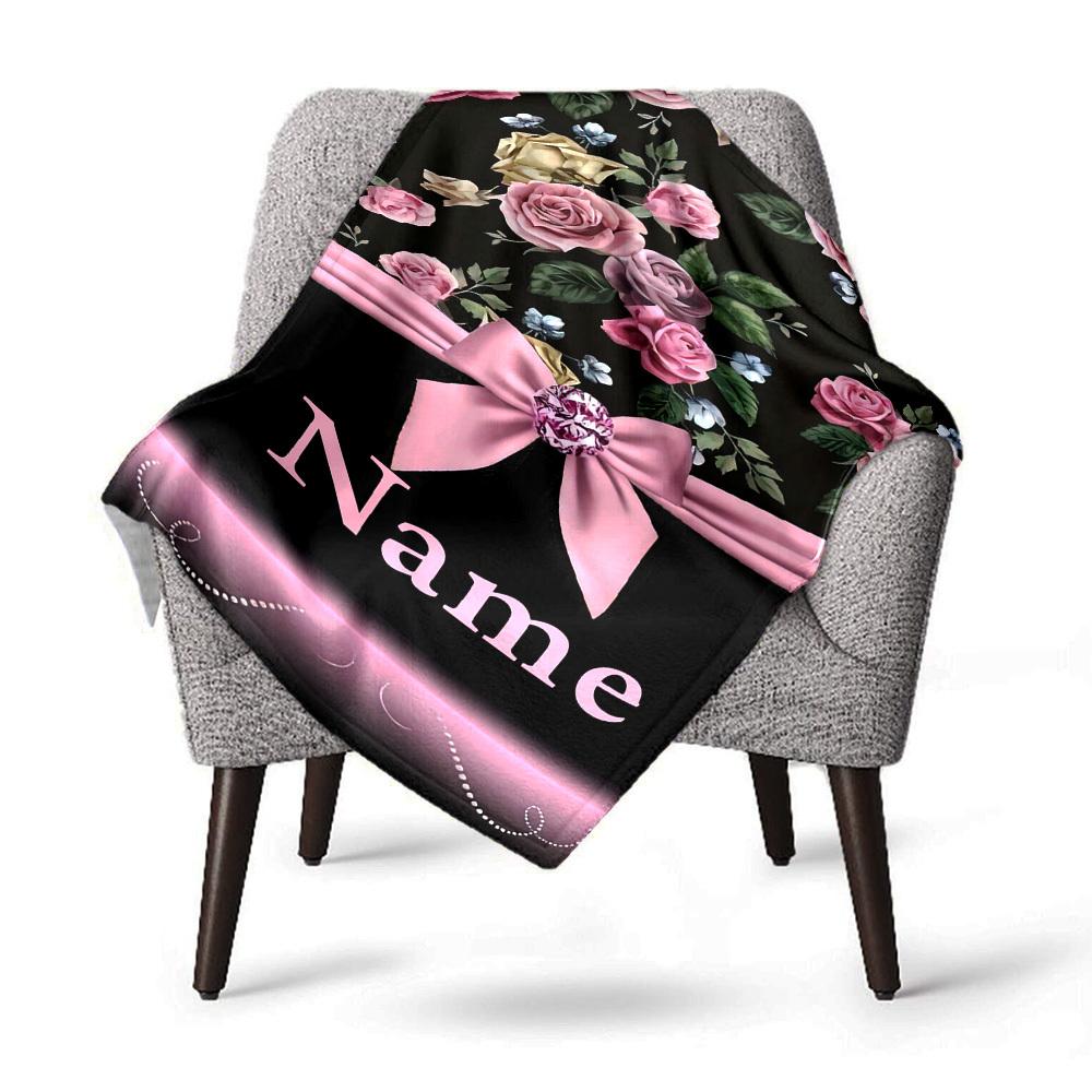 Floral Pattern Customize Your Name Blankets Soft Cozy Lightweight Allseason Multipurpose Blanket For Picnics Sofas Offices Beds Living Rooms Suitable