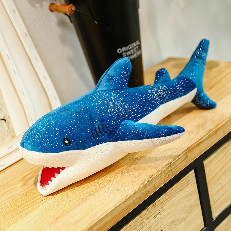 

Rainstorm Shark Plush Toy - Marine Life Figure Children s Hug Pillow Birthday Gift Doll 53 cm синий