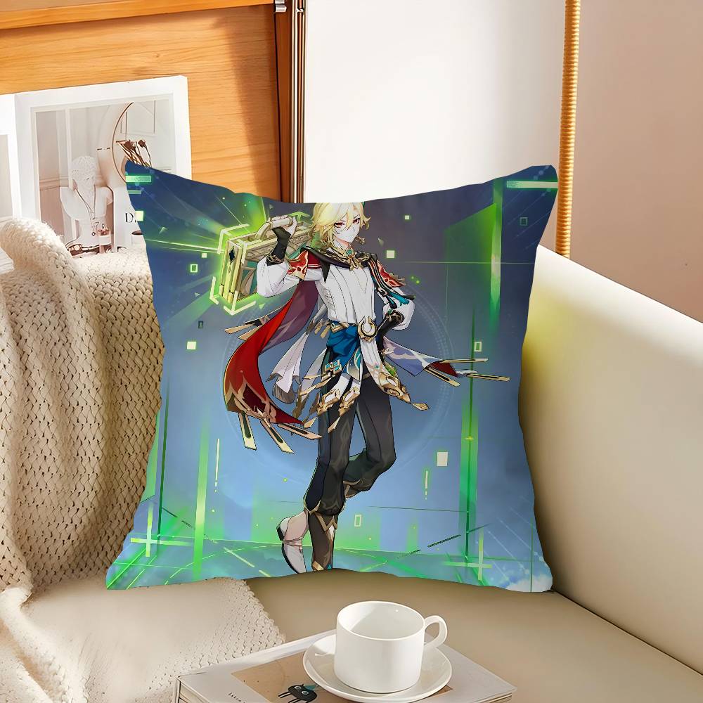 

Genshin Impact Kaveh Cushion Cover Decorative Pillow Sofa Home Decor Case Pillow Cases 16x16Inch