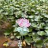 Exquisite Summer Pink Lotus Phone Charm Pendant  Simulated Flower Beaded Keychain Car Ornaments For Women Bag Decoration