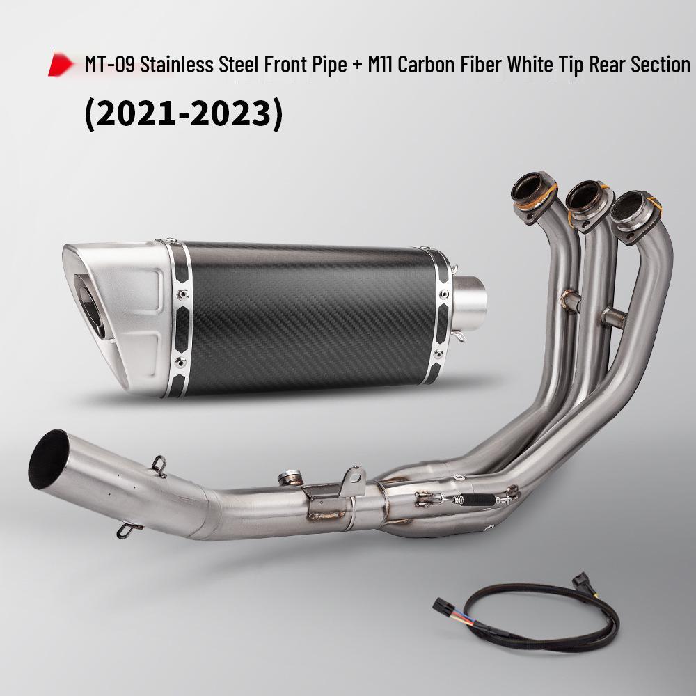 MT09 Full System Motorcycle Exhaust Set: Stainless Steel Front and Rear Pipes with Muffler