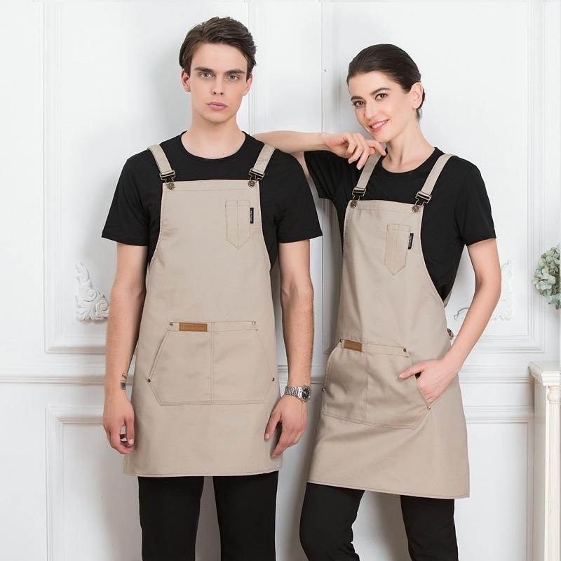 1Pc Cooking Bib Apron with Pockets Chef Cook Kitchen Apron for Men Women