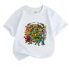 Kids Boys Girls 100% Cotton Crew Neck Short Sleeve T-shirt, Retro Cartoon Hero Characters Graphic Casual Summer Tee for Children Daily Wear