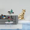 Wooden Bird Wall Art And Cat Statue Decorative Figurine Animal Sculpture Ornament for Garden Study