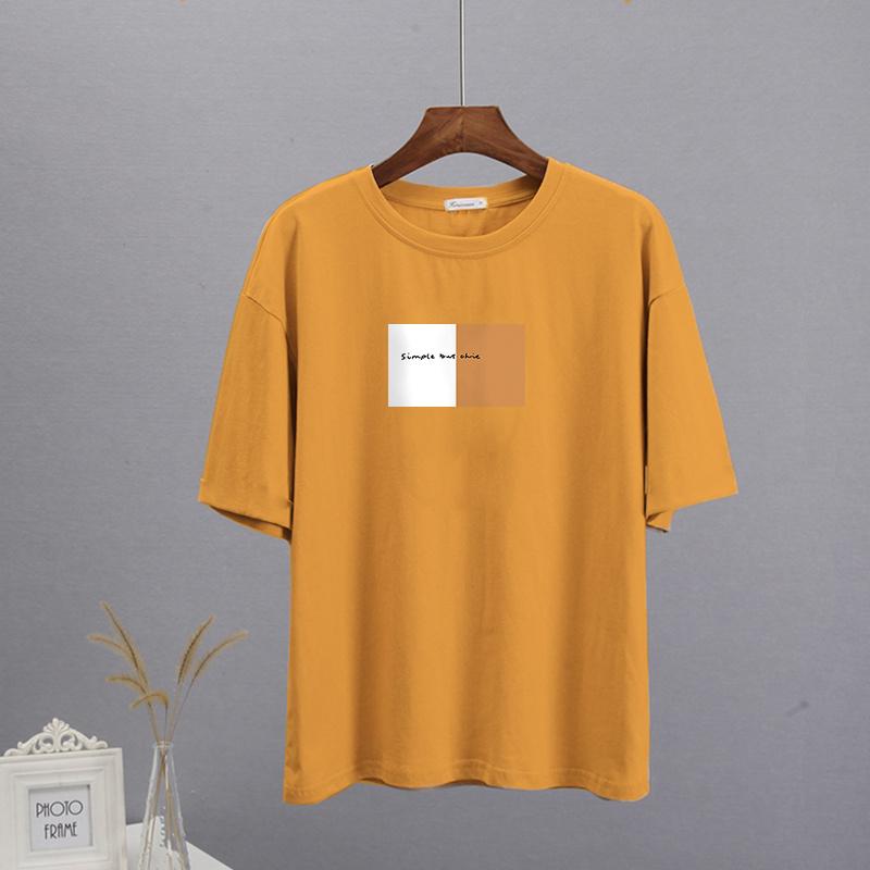 Módní tričko Shellsuning s potiskem dopisů pro ženy Letní základní trička s výstřihem do O Umělecká trička nadměrné velikosti Dámské 100% bavlna Základní měkké topy Harajuku