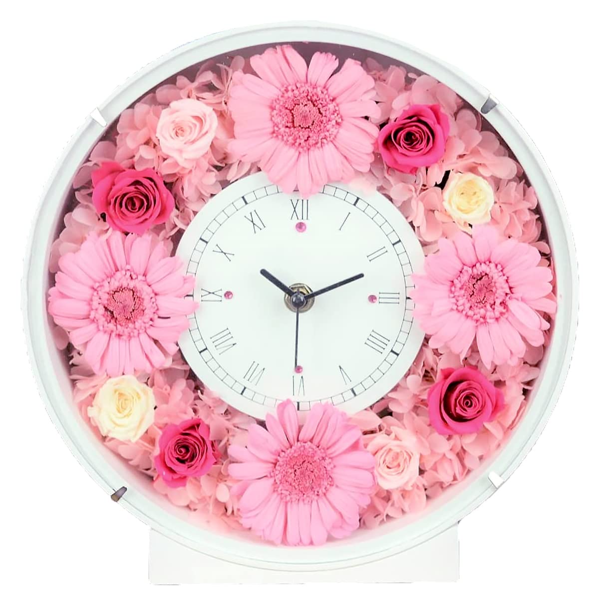 

Preserved Gerbera Flower Circle Table 24cm Wide x 8cm Long x 24cm Gerbera Lulu s Clock, Clock, Clock/Wall Clock, Size High, Pink, Lulu s-0031