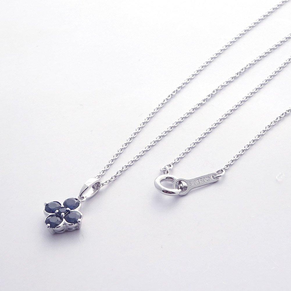 And Me Jewelry Halskette mit Anhänger aus 925er Silber mit natürlichem Saphir, Kleeblatt-Motiv, Saphir [Ihre Box], 0,5 ct, 0,5 ct [als Geschenk verpackt]