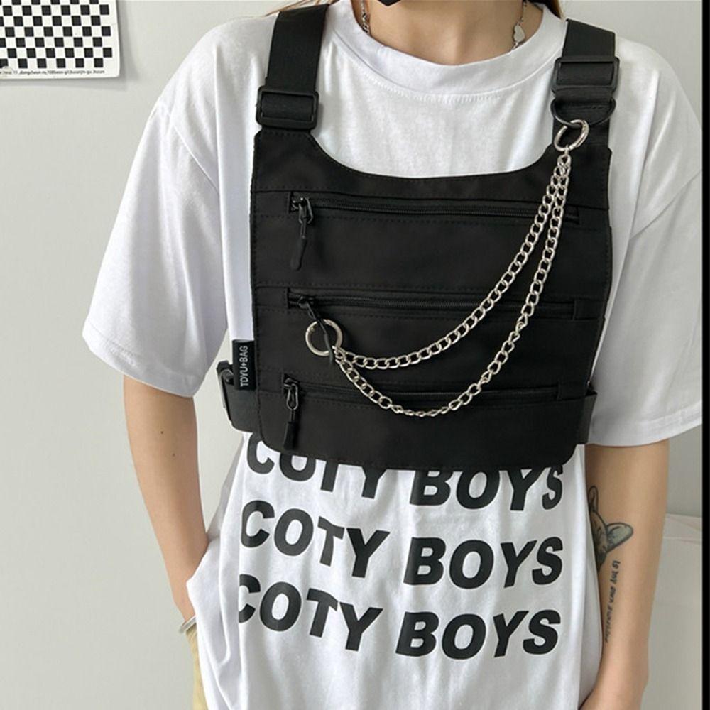 Large Capacity Man' s Vest Bag Nylon Message Crossbody Pouch Zipper Men Chest Bag  Outdoor