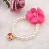 Dog Pet Pearl Flower Collar Elastic Necklace for Puppy Collar Jewelry Accessory(Rose Red)