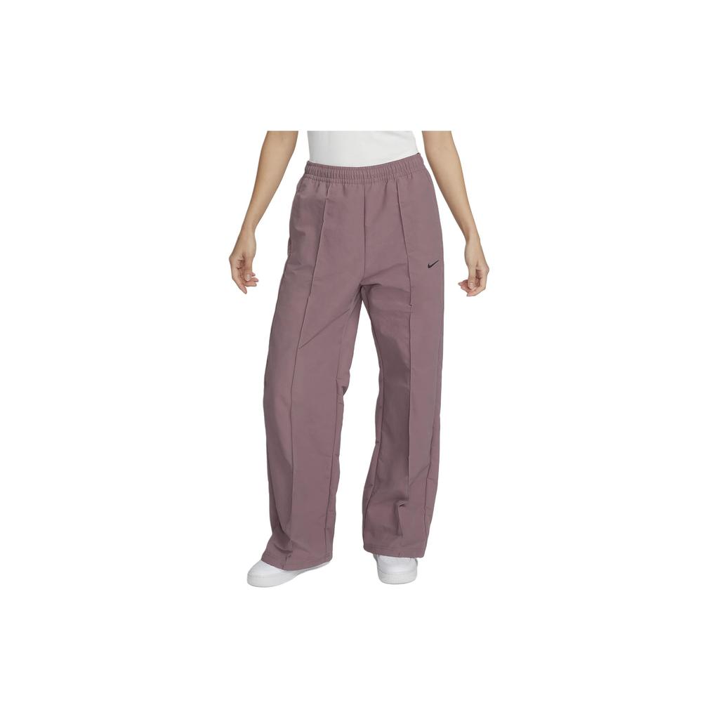 Nike Solid Color Lace-Up Mid-Rise Open Hem Design Casual Pants Women bottoms Smoky-Purple Red FQ3589-208