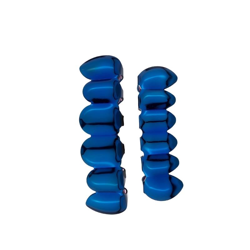 Practical Copper Tooth Jewelry Suitable for Women and Men, Blue Upper and Lower Mouth Accent for Party Looks and Photo Styling