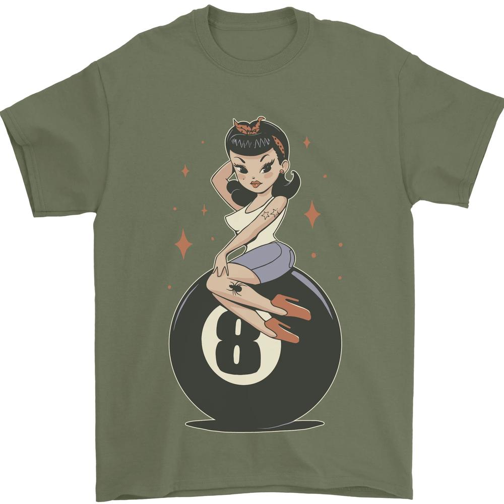 8Ball Pinup Pool Unisexs TShirt 100 Cotton