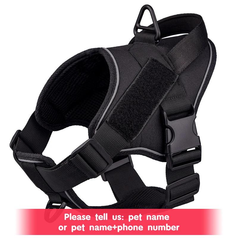 Personalized Tactical Dog Harness Customized Name Tags No Pull Breathable Adjustable Pet Harness  for Medium Large Dog