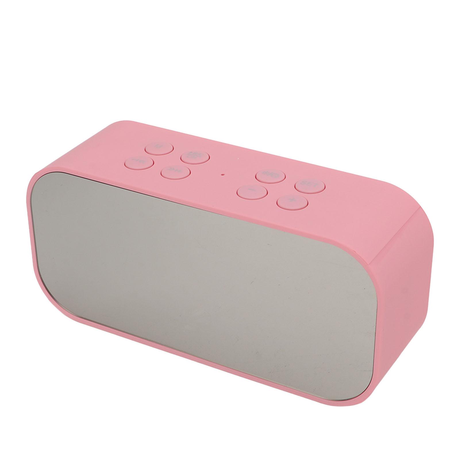 

Беспроводной динамик 2 в 1, будильник, мега бас, шумоподавление, регулируемая яркость, портативный динамик розовый