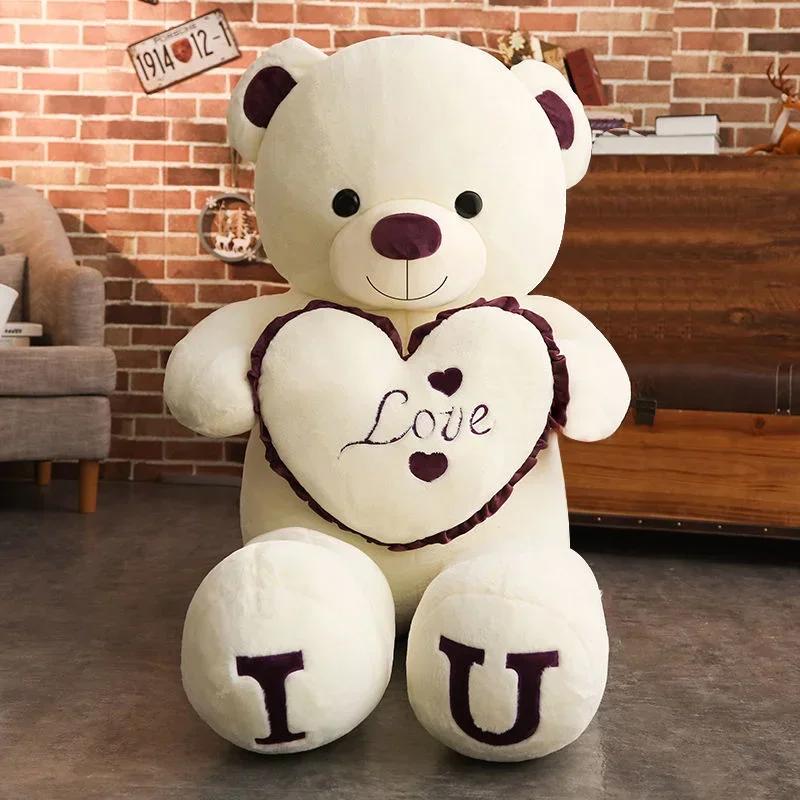 80/100cm Big LOVE Plush Toy Bear Giant Stuffed Animals Birthday Valentines Day Gifts Soft Pillow Dolls Grilfriend Girls Wife Kid