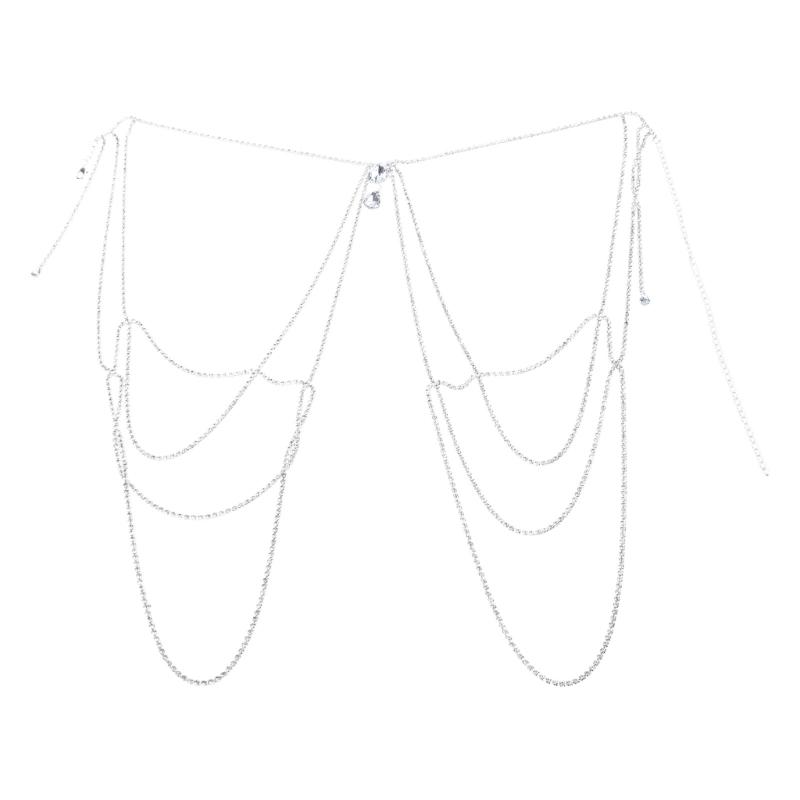 Adult Body Chain Tassels Rhinestones Shoulder Chain Sexy Body Jewelry for Men Women Nightclub Necklace Cool Accessories 1 серебряный