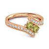 Peridot Twin Stone Pavé Bypass Ring -925  Sterling Silver Rose Gold Vermeil