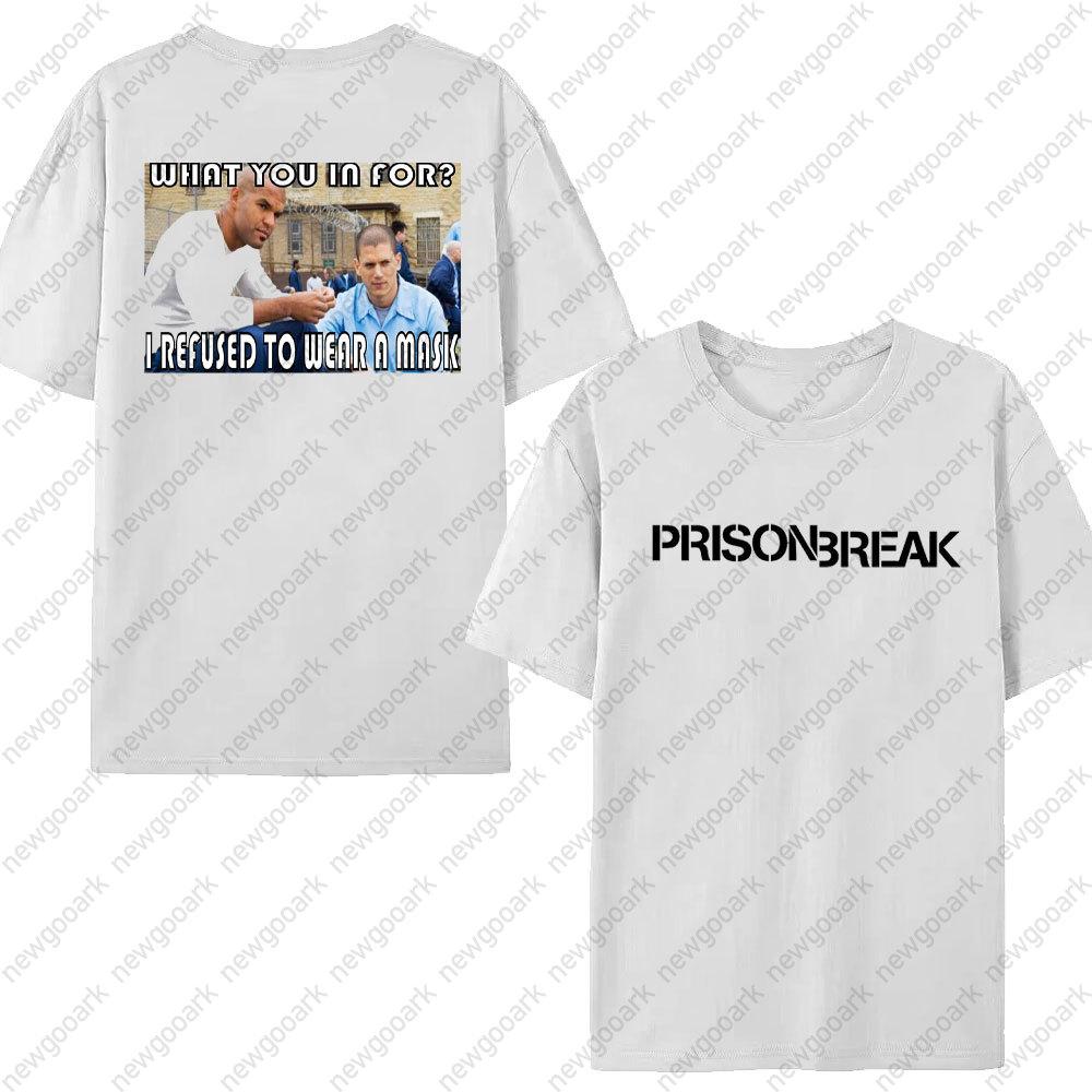 Intage T Shirt Black and White Michael Scofield Simple Cotton T Shirts Prison Break Tshirt for Male Summer Y2K Casual Top Tees