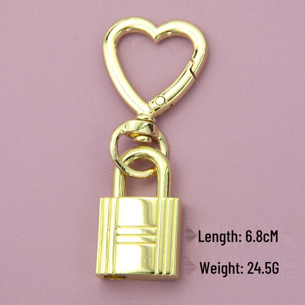 Retro Schlüssel Quadratisches Vorhängeschloss Taschenanhänger – Europäischer & Amerikanischer Stil Federverschluss Handtaschenzubehör