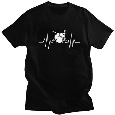 Männliches Herzschlag Schlagzeug T-Shirt Kurzarm Baumwoll-T-Shirts Einzigartiges T-Shirt Grafik Schlagzeuger Musik T-Shirt Tops Übergroße Kleidung