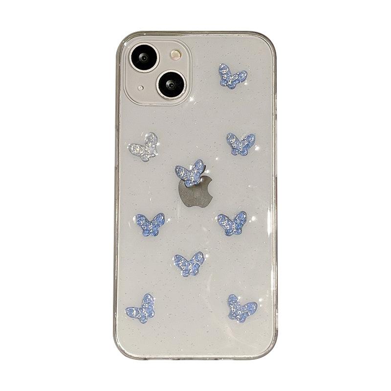 Wind Glitter Transparent Mobile Phone Case, Small And Fresh, Suitable For Apple 16Promax Butterfly Apple 17 Women'S 14 Soft