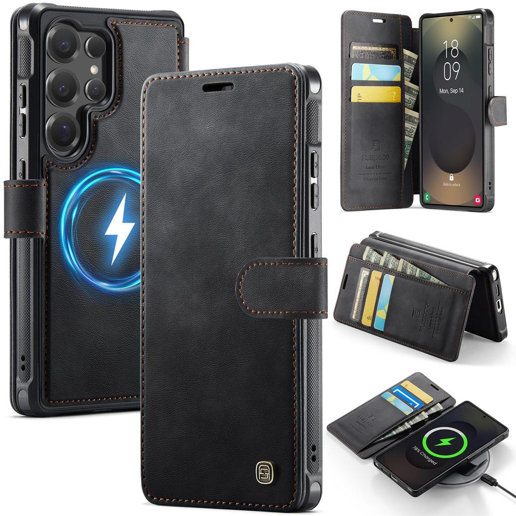 AutSpace-A15 Wallet Case For Samsung Galaxy S26 Ultra , Fashion Premium PU Leather Card Holder Phone Back Cover Protector Skins Shell