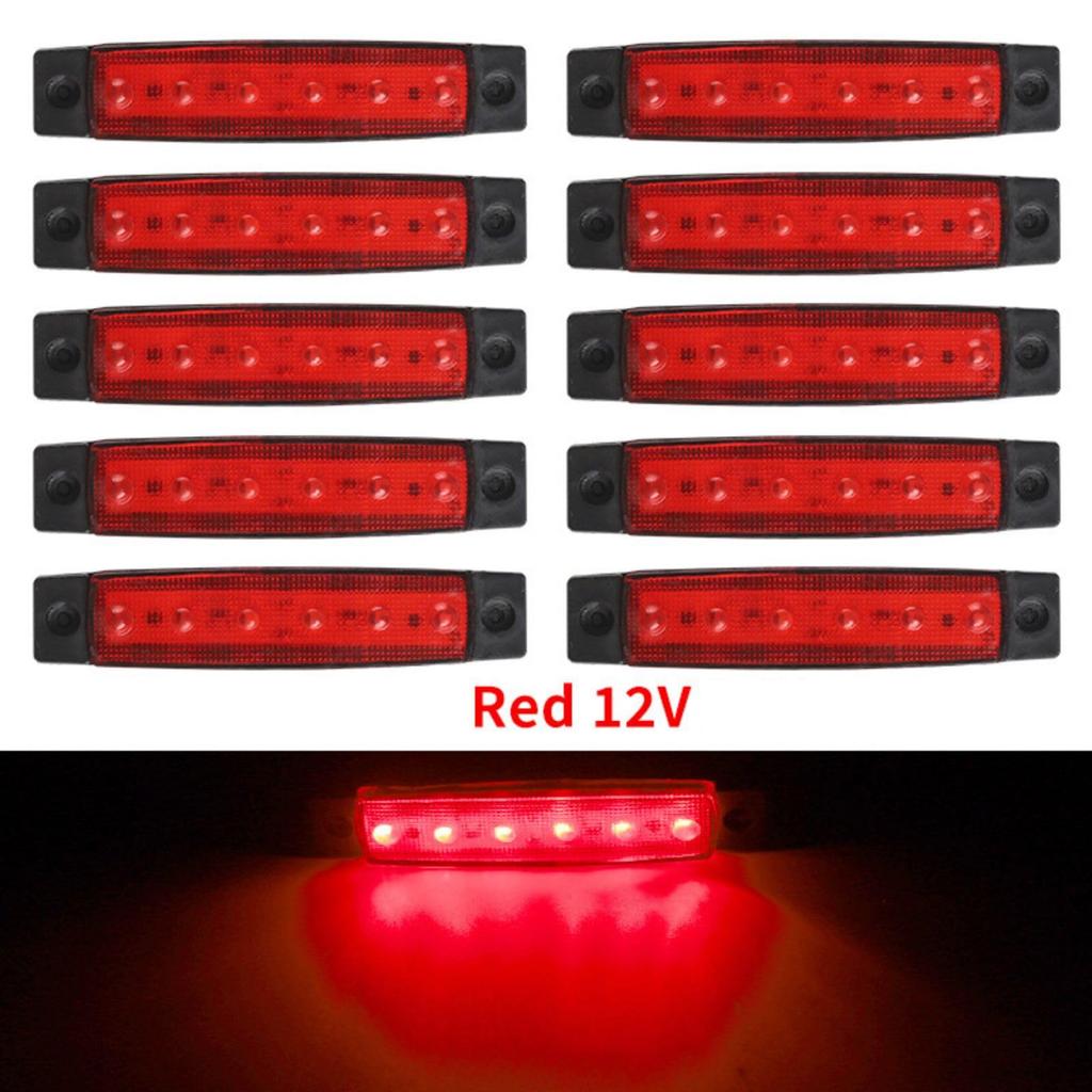 10 Pcs 6 Row Truck Trailer One Side Lighting LED Dump Custom Marker Lamp Decor Trays (Red)