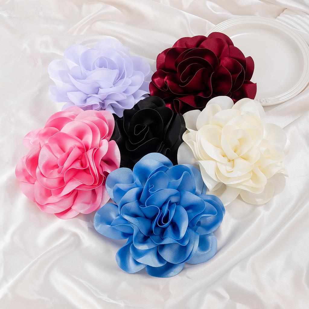 Ingemark 20CM Exaggerated Multilayer Satin Rose Flower Brooch for Women Wed Bridal Elegant Party Pin Jewelry Accessories Gift
