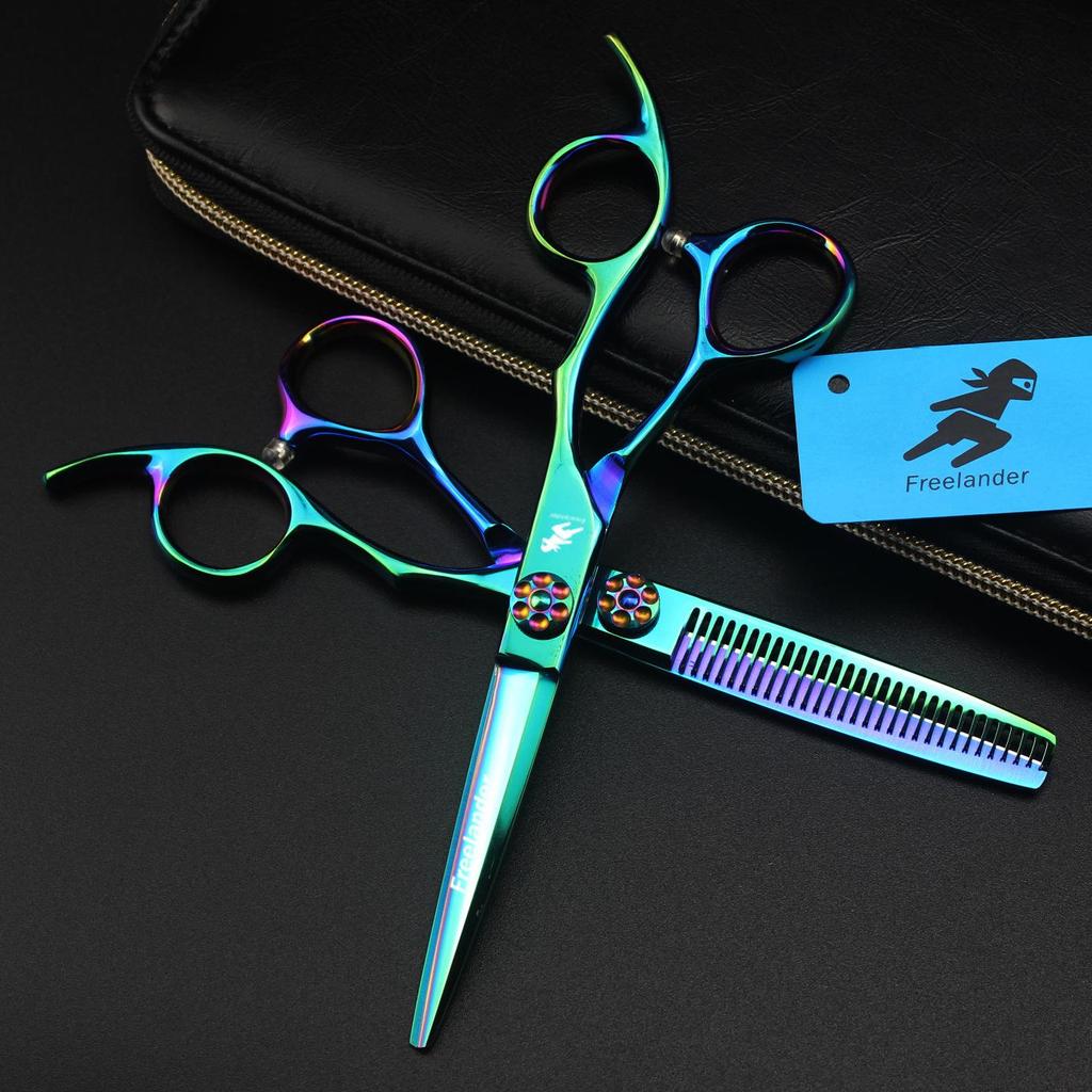 6.0" GM11 Green Hairdressing & Barber Scissors Set: Straight, Bang, & Thinning Shears