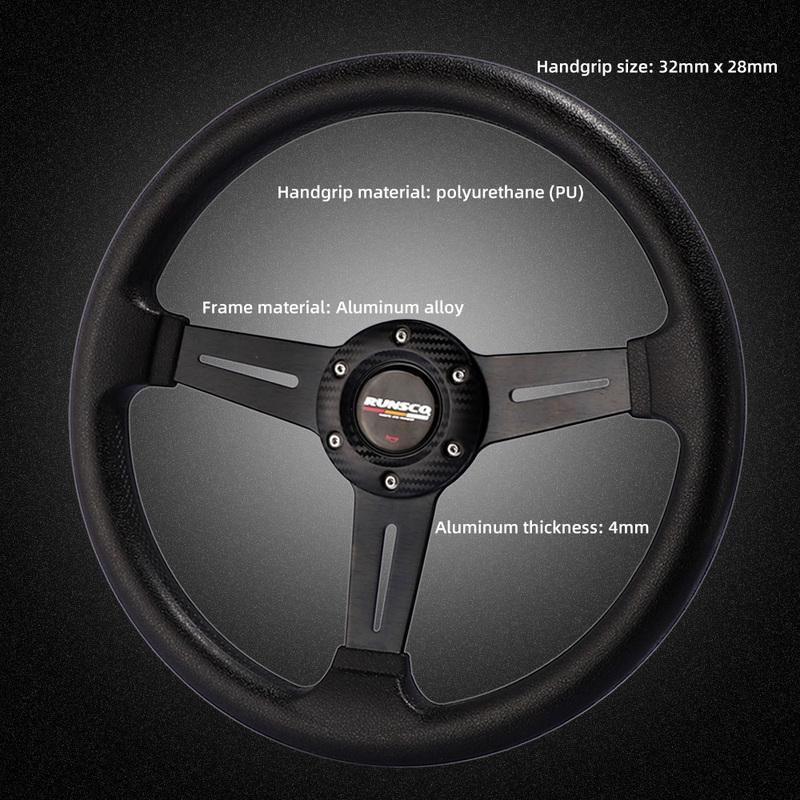 330mm 13inch PU Racing Steering Wheel 6-Bolt 70mm PCD Deep Dish Lightweight Sport Drift Steering Wheel for Tuning Car Universal