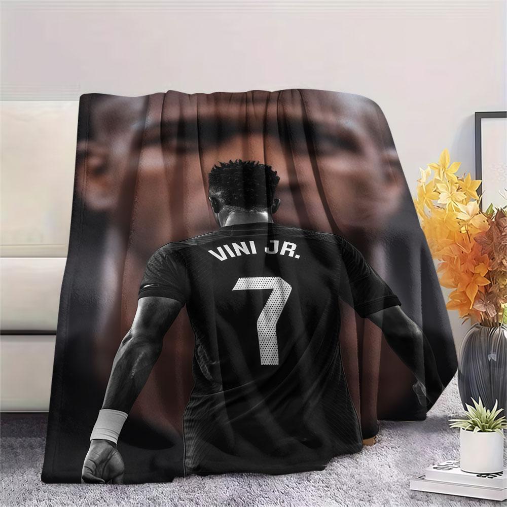 Vinícius Júnior Printed Flannel Blanket, Soft Throw for Bedroom Sofa, Washable, Fan Merchandise, Great Gift.