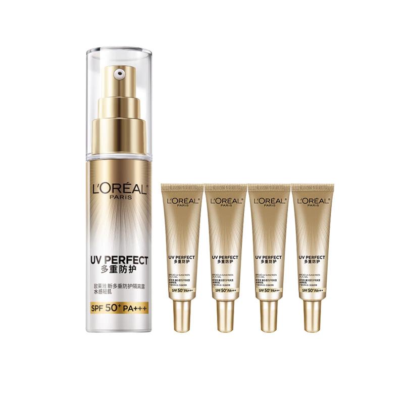 Loreal Paris Солнцезащитный крем High Power Маленькая золотая туба и серебряная туба Набор для ухода за кожей с защитой от солнца - маленькая серебряная туба легкая водная для кожи 30мл 7,5 мл 4 штуки серебряный