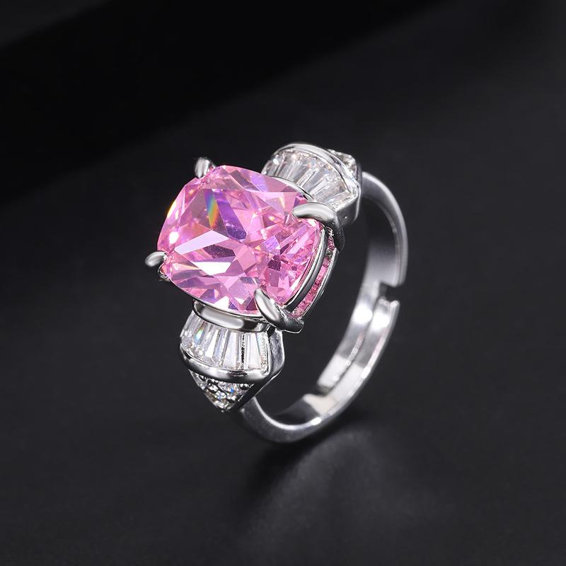 Paraiba Color Zircon Ring Imitation Natural Emerald Zircon Ring Retro Inlaid Zircon Ring