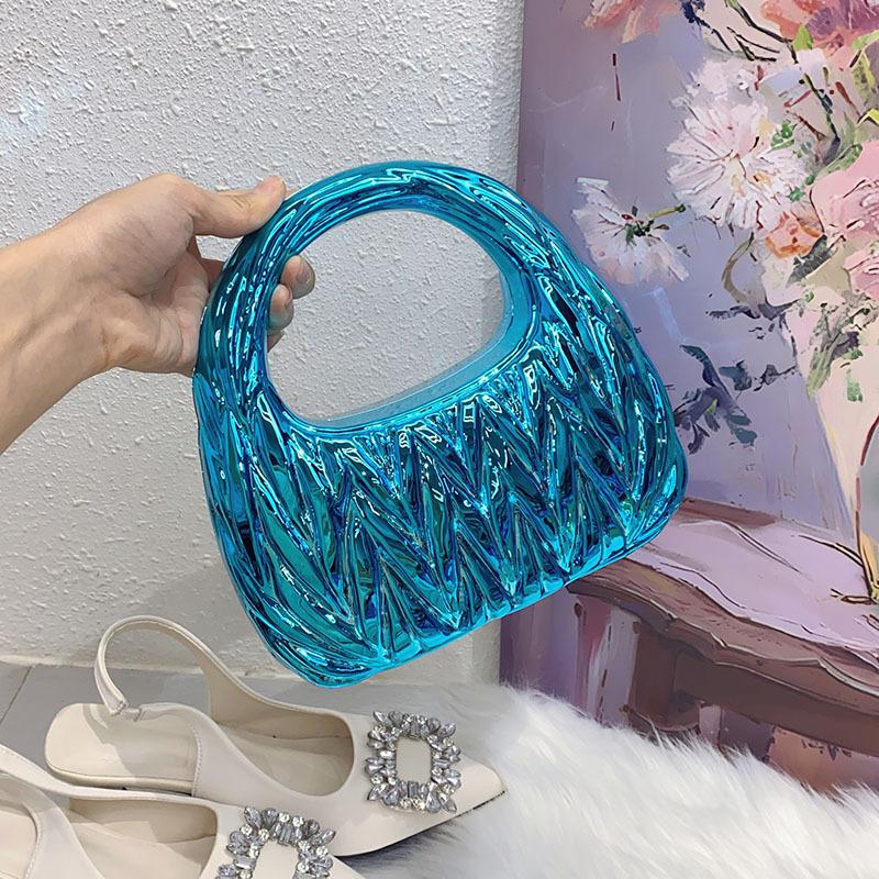 Acrylic bag fashion pleated cloud bag versatile light luxury personalized banquet handbag