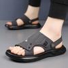 2025 summer new men's sandals fashionable wear-resistant comfortable middle-aged and elderly dad cool slippers outside wearing beach shoes