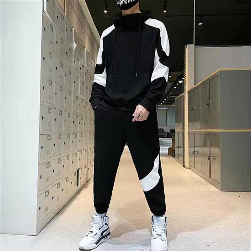 Autumn Casual Hooded Sweatshirt Sports Leg Tied Pants Set
