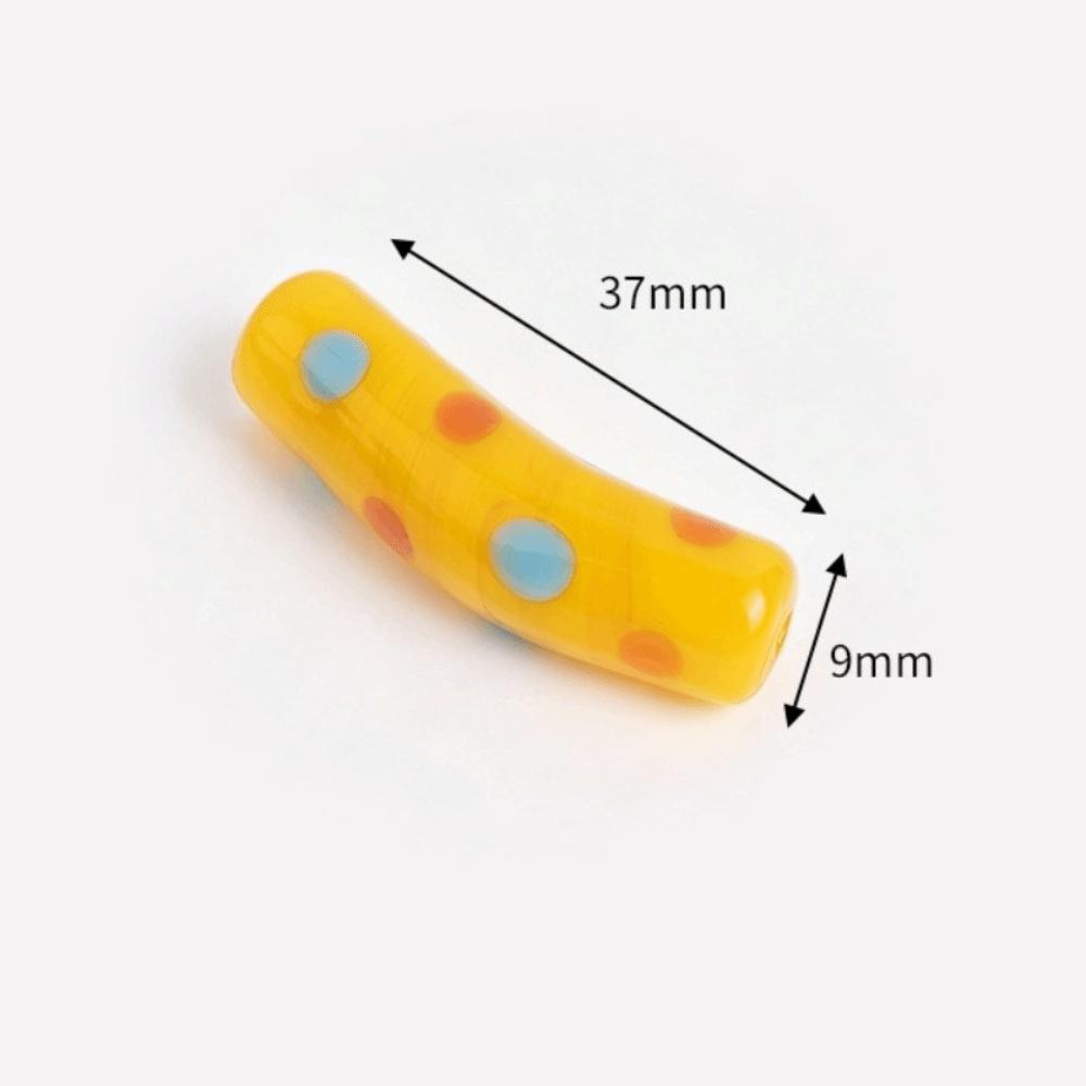 With Hole Curved Glass Beads 37 Styles Polka Dot Beads Lampwork Beads for 20pcs Diy Jewelry Making