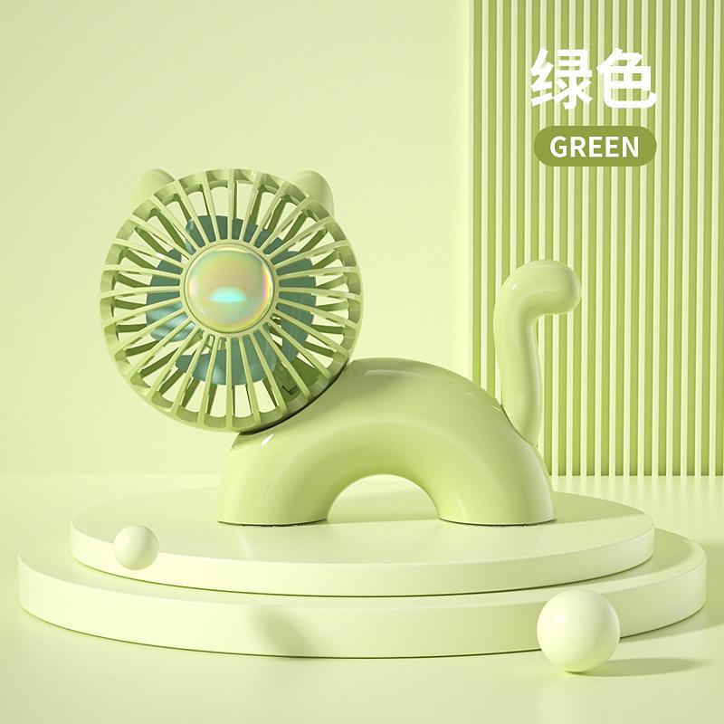 

Новый небольшой настольный вентилятор в форме кота с рисунком USB, бесшумный и портативный регулируемый вентилятор с сильным ветром зелёный