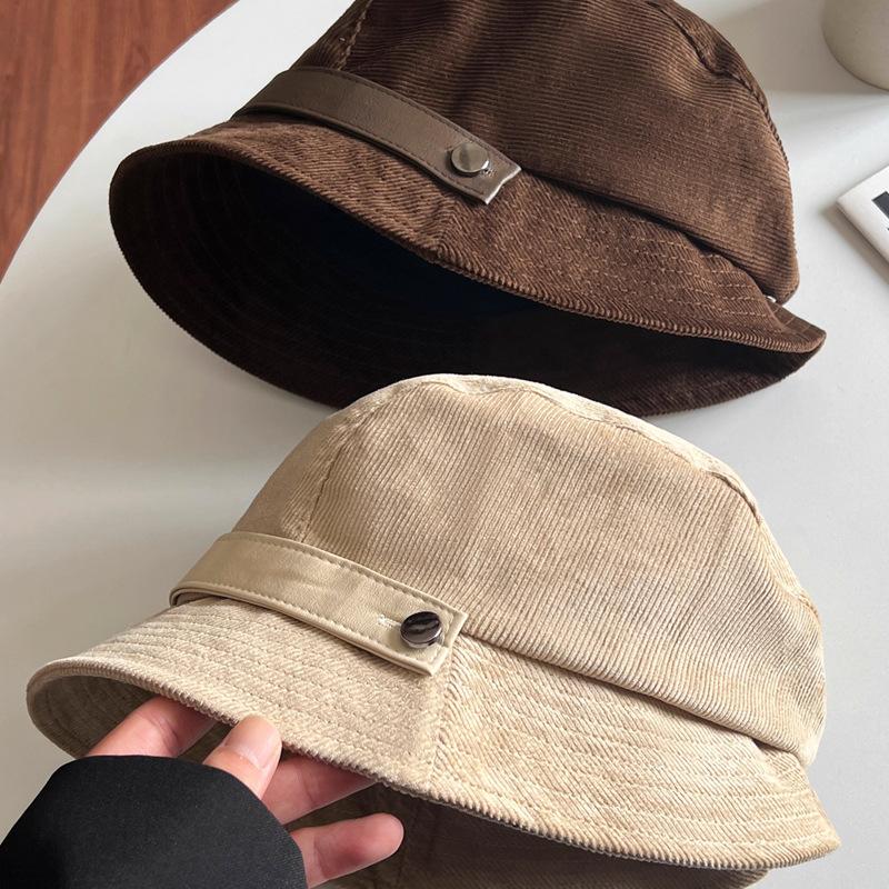 Autumn and Winter Corduroy Fisherman Hat Women's New One Hat Multi Wear Top Hat Casual Versatile Warm Beret Trend